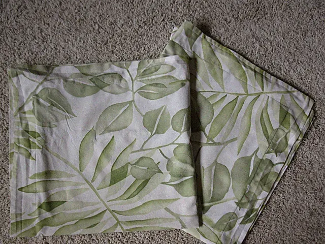 2 Pottery Barn Euro Shams Naturals Green Overlapping Leaves Tropical Cotton