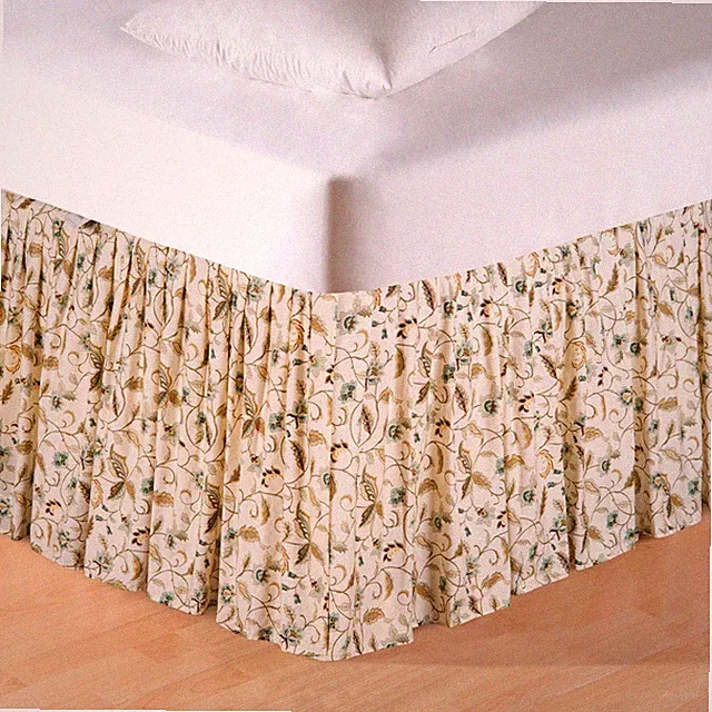 Amelia Blue Botanical Design 100% Cotton Queen Bedding Skirt Decor