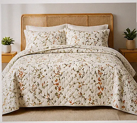 Bedsure Botanical Quilt Set Queen 90”x 96” Falling Floral Reversible 3 Pcs