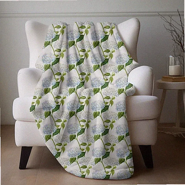 Blue Hydrangea Botanical Throw Blanket Floral Flower Nature Cozy Soft Gift