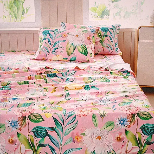 Boho Floral Queen Sheet Set, 4-Piece Printed Botanical Bed Sheets, 16" Deep P...