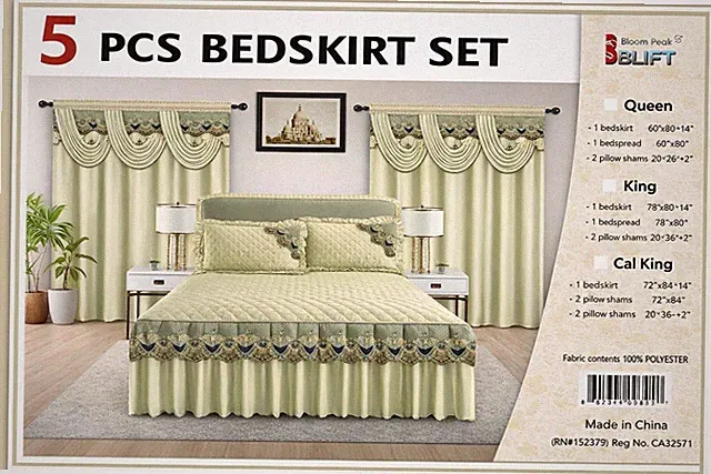 BOLLFT 5 Piece Bed Sheet Set Queen, King, Cal King Beige 100% Polyester