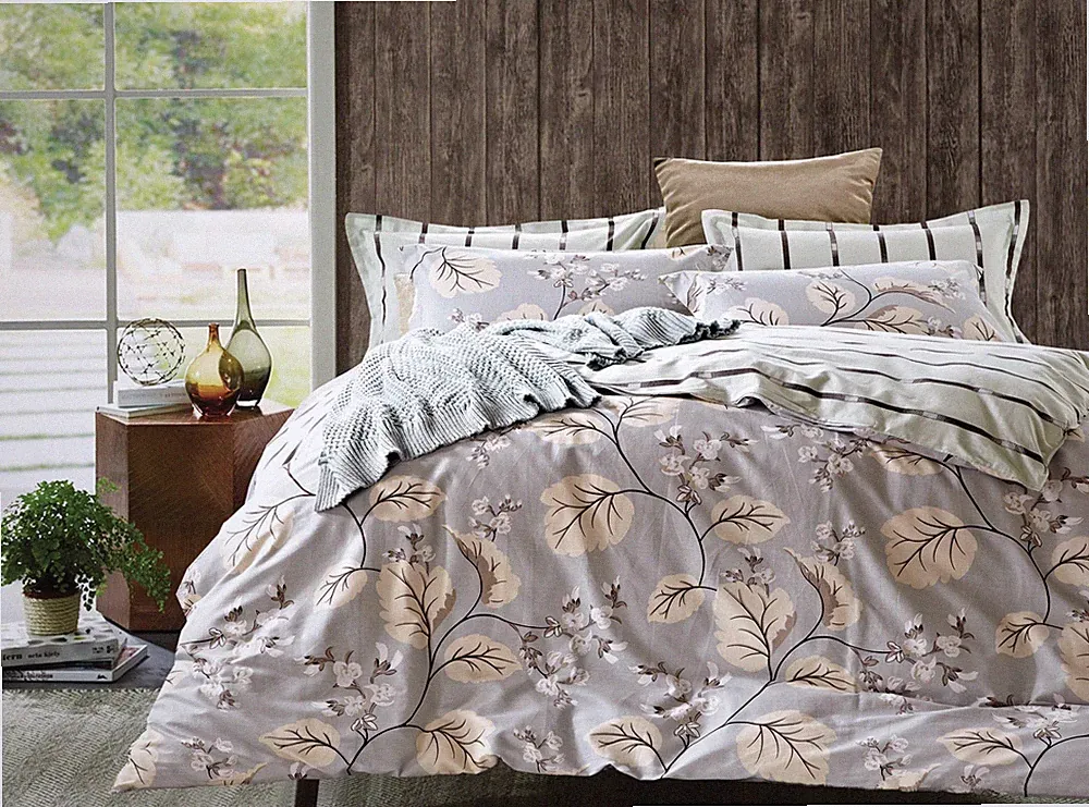 Botanical 3pc 100% Cotton Bedding Set:1 Duvet Cover 2 Pillow Shams Queen/King
