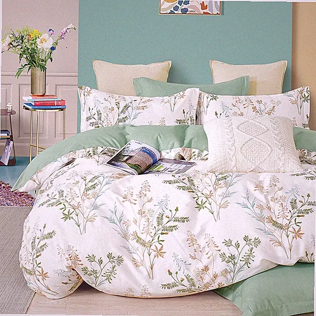 Cotton Comforter Sets Botanical - Sage Green Full Queen Lightweight ALEISSEL
