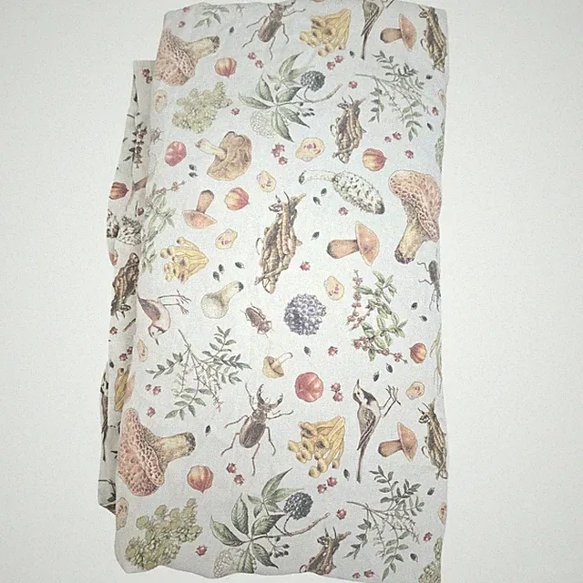 Grannet Home Mushroom Botanical Whimsical Print Birds King Duvet Cover Linen