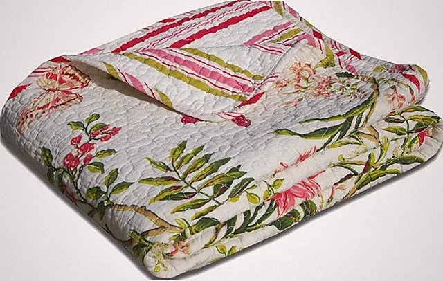 Greenland Home Butterflies 100% Cotton Quilted Botanical Throw Blanket