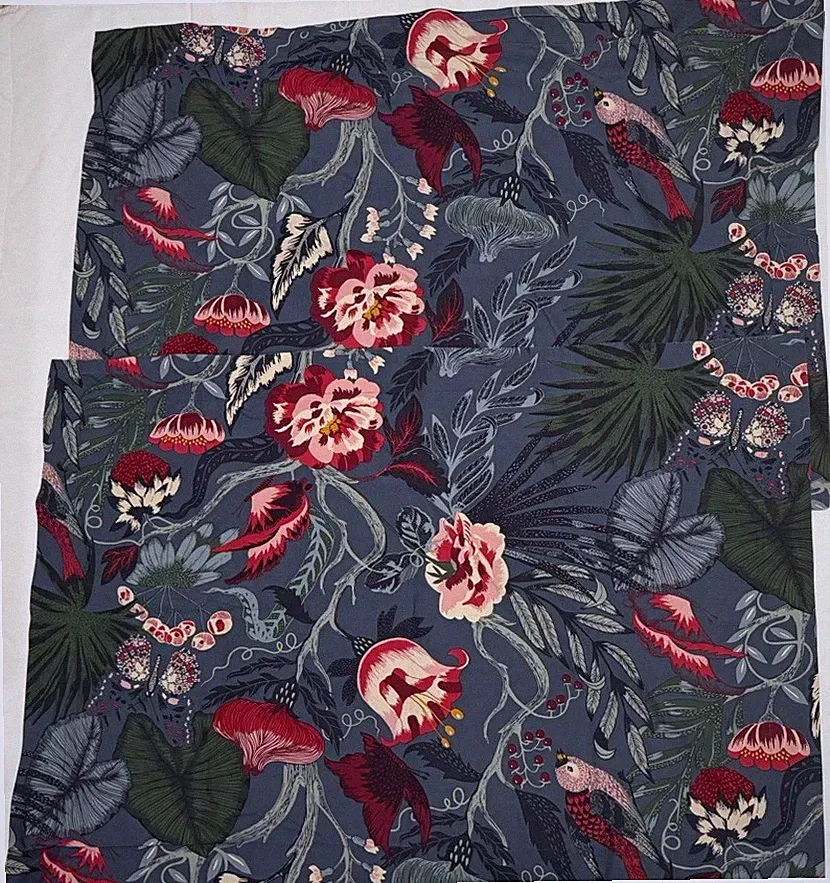 IKEA FILODENDRON Duvet & Shams Set F/Q & Standard Floral Botanical Dark Blue