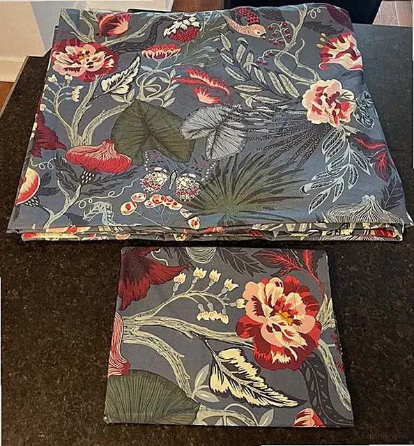 Ikea Filodendron King Duvet Cover & (1) King Sham~Dark Blue~Floral~Birds