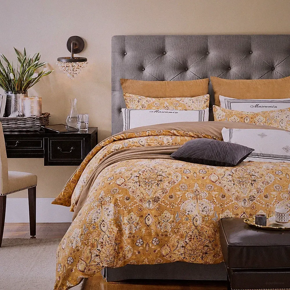 King Duvet Cover Set - 3pc Boho Paisley Floral Bedding - Vintage Botanical Le...