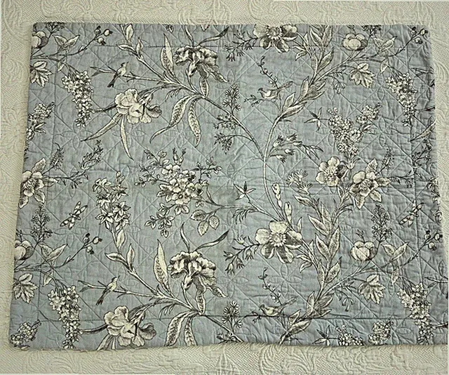 Laura Ashley Standard Pillow Sham Quilted Blue Botanical Floral 24x31