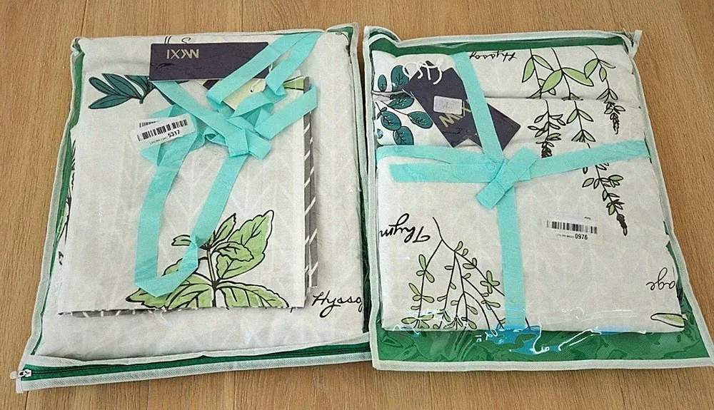 Lot Of 2) Botanical Duvet Cover Shams Cotton Twin 3 piece set Reversible Zipper
