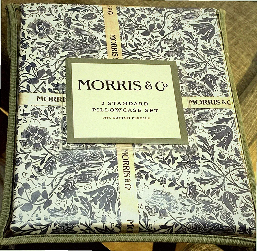Morris & Co. Blue Botanical Standard Pillowcases - Set of 2 - 100% Cotton - NWT