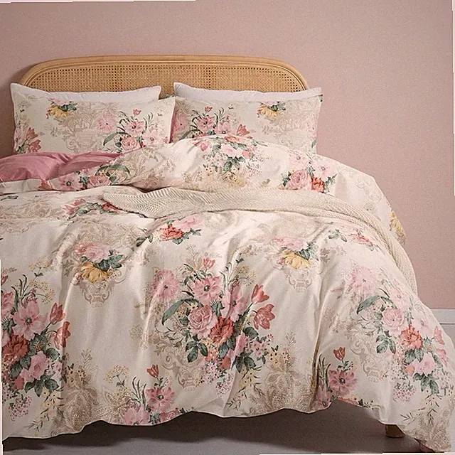 NEW Anthro Vintage Antique Floral Print Boho Queen King Bedding Duvet & Sham Set