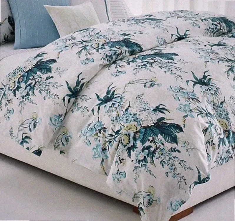 New (Washed) Ralph Lauren Eden Botanical Full/Queen 3 Pc Duvet Set & Bed Skirt
