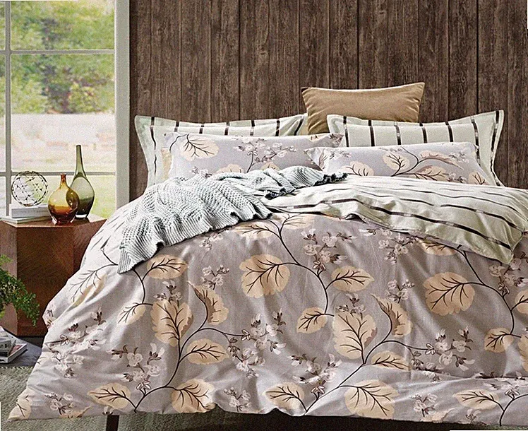 Open Box Queen Size Botanical Print Cotton Bed Set:1 Duvet Cover 2 Pillow Shams
