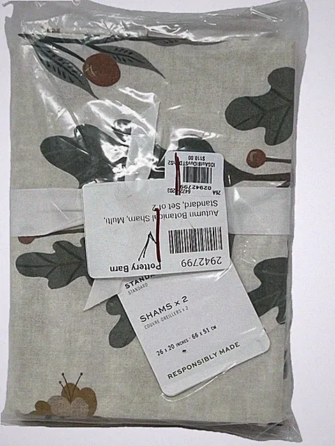 Pottery Barn Autumn Botanical Percale Standard Shams (2)_NWT_#TA
