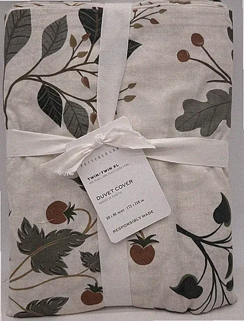 Pottery Barn Autumn Botanical Percale TWIN / Twin XL Duvet Cover ~ Multicolored