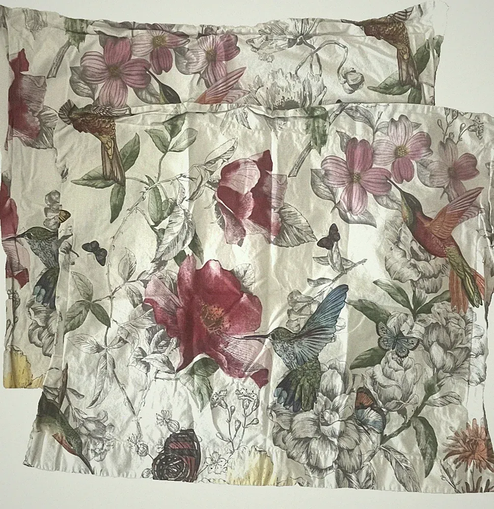 Pottery Barn Standard Pillow Shams Hummingbirds Butterflies Botanical
