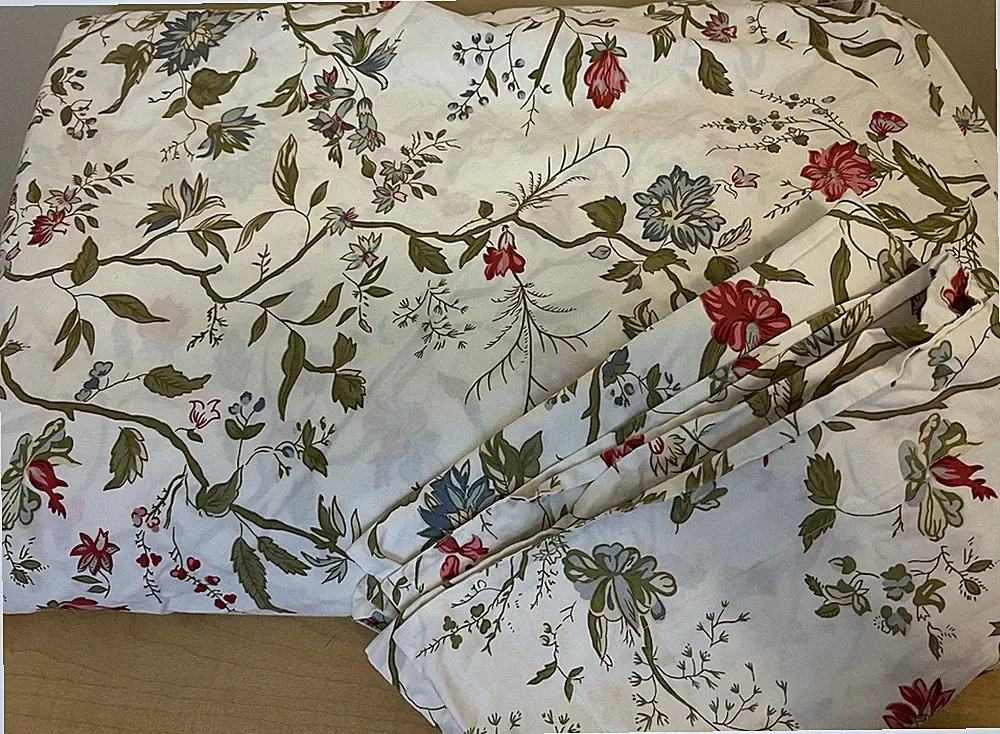 Pottery Barn Sz KING Cream Botanical Floral Duvet Cover + 1 Standard Pillowcase