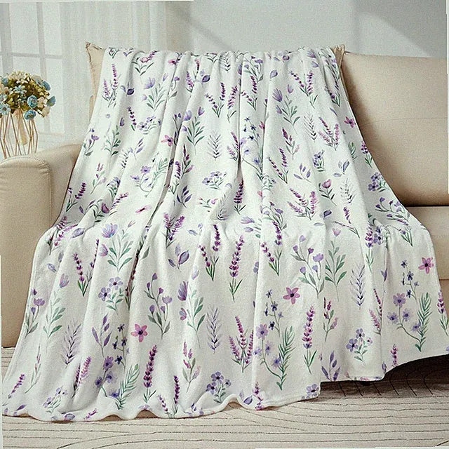 Purple Lavender Floral Throw Blanket Flower Botanical Throw Blankets Ultra So...