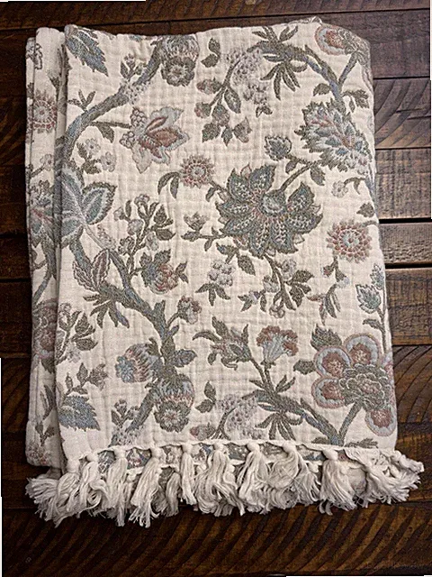 Rejuvenation Botanical Cotton Throw Natural & Mist New! Read