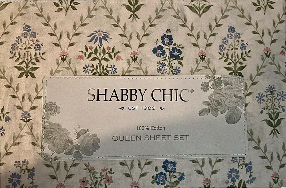 Shabby Chic QUEEN Sheet Set 100% Cotton Vienna Vines botanical floral sheets NEW