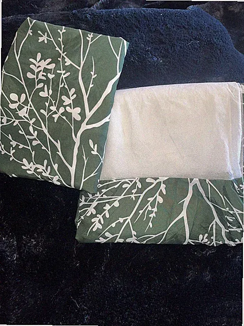 Twin Bed Skirt Dust Ruffle And 1 Sham Botanical Green White Branches Leaves