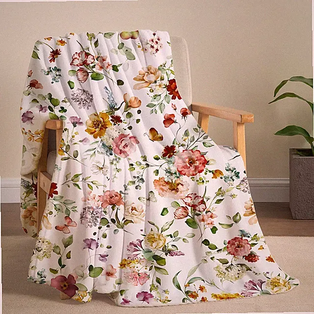 Watercolor Flowers Throw Blanket Botanical Floral Throw Blanket Ultra Soft Fl...