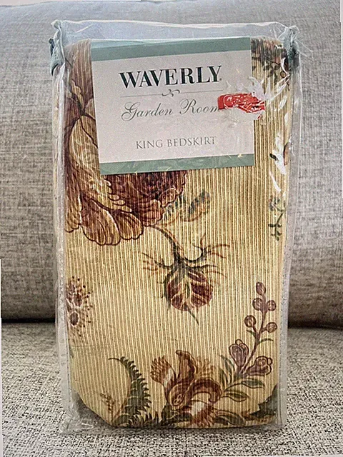 Waverly Garden Room Camelot KING Bedskirt Dust Ruffle Botanical Floral NEW