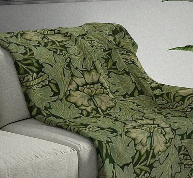 William Morris Anemone Sherpa Blanket Vintage Botanical Style